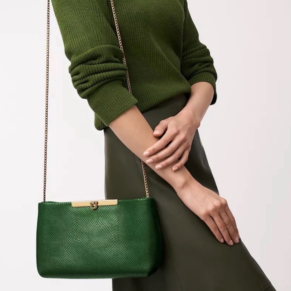 FOSSIL Penrose Leather Clutch Bag-Emerald Green